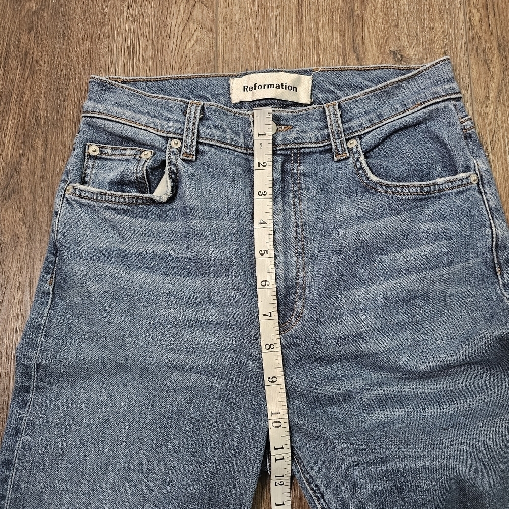 Reformation High Rise Skinny Distress Blue Jeans Sz 28 - Picture 8 of 14